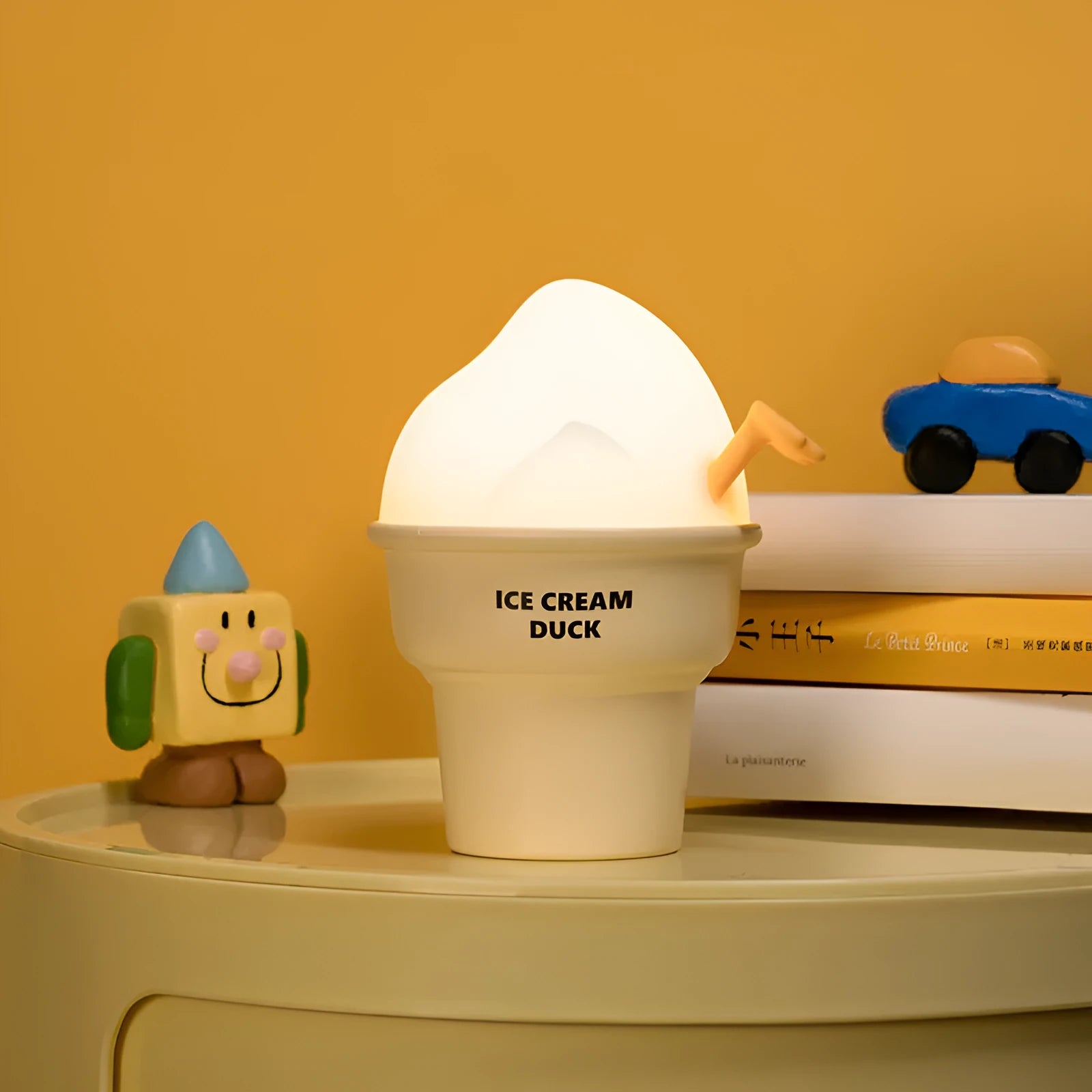 Ice cream duck small night lamp cartoon ornament with USB charging, 103x89x130mm