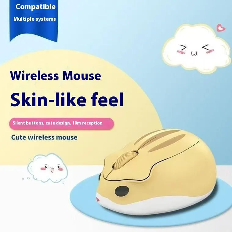Wireless Bluetooth mouse in yellow, pink or grey colours with quiet click function