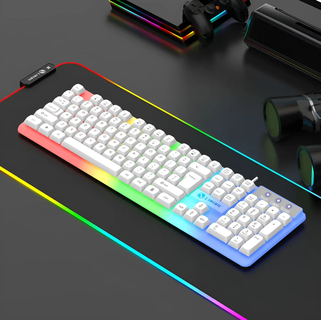 TX35 white mechanical feeling keyboard with USB cable and full-size layout