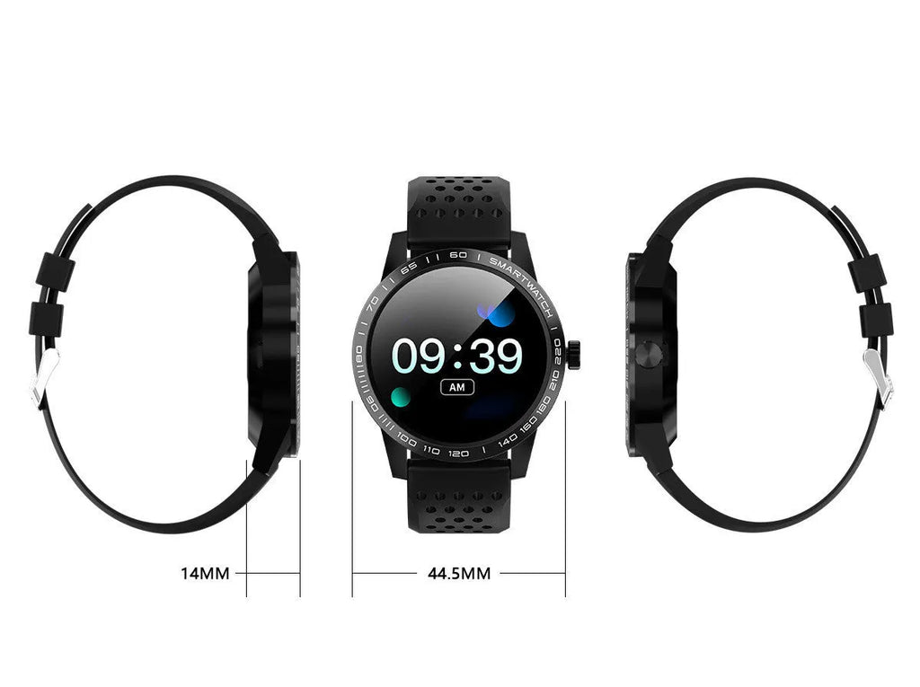 Black or blue smart bracelet with a 1.3-inch colour screen displaying heart rate data.