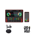 G4 professional sound card mixer with LCD display, microphone, remote control, and audio cables