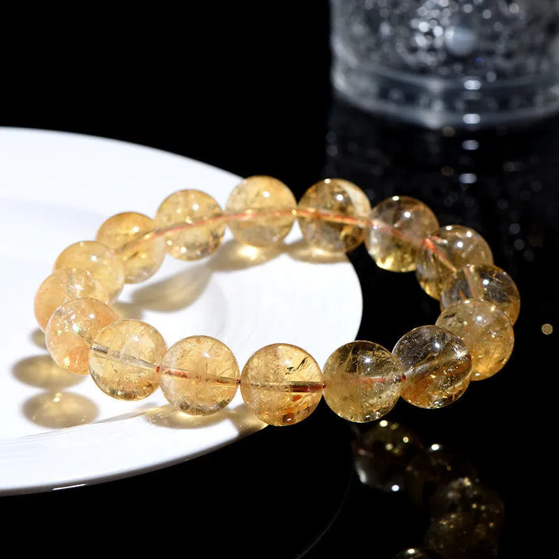 Natural yellow citrine bead bracelet showing single-circle and three-circle design options.