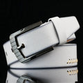 Men's retro threading pattern casual belt with alloy pin buckle in black colour