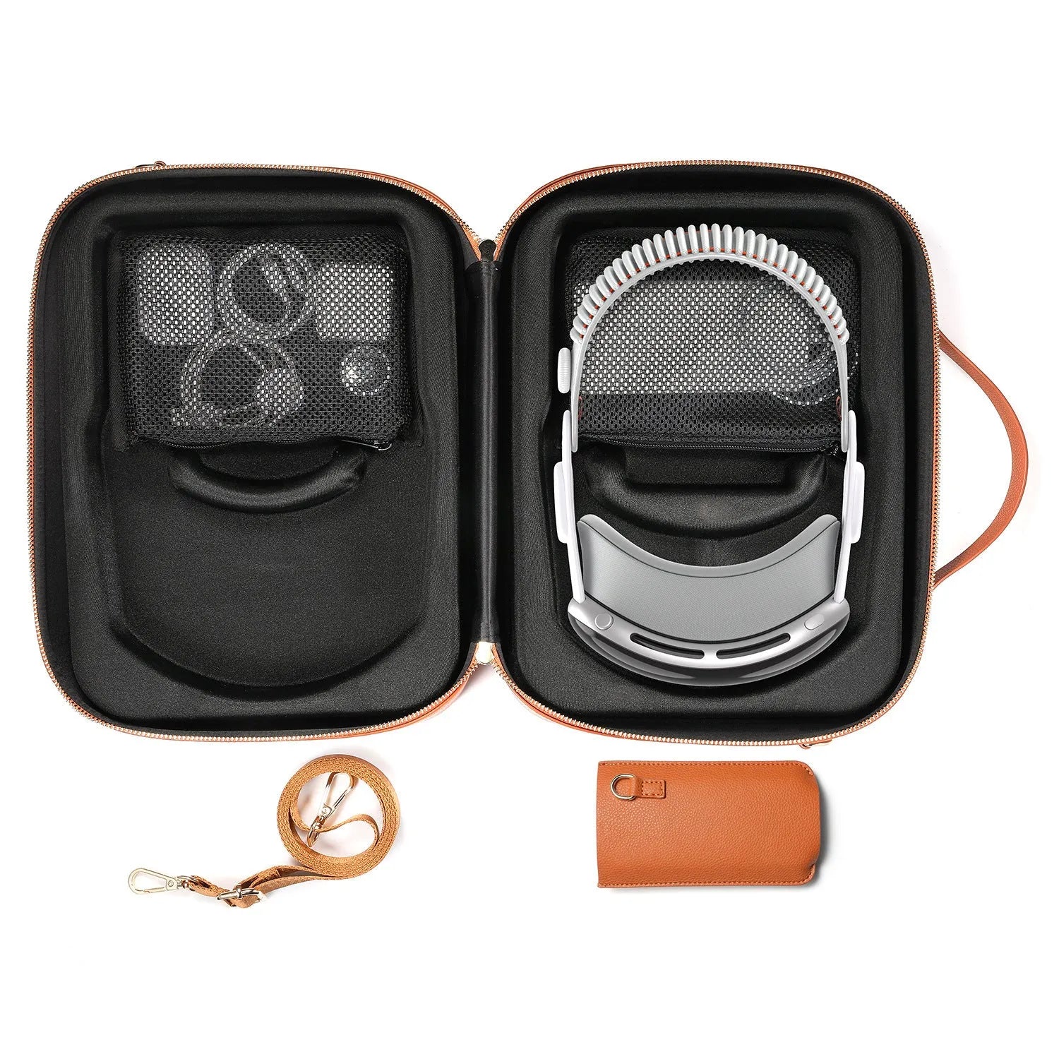 Black superfiber storage box for Vision Pro MR glasses with dimensions 32.5 by 24.5 by 11.5 cm.