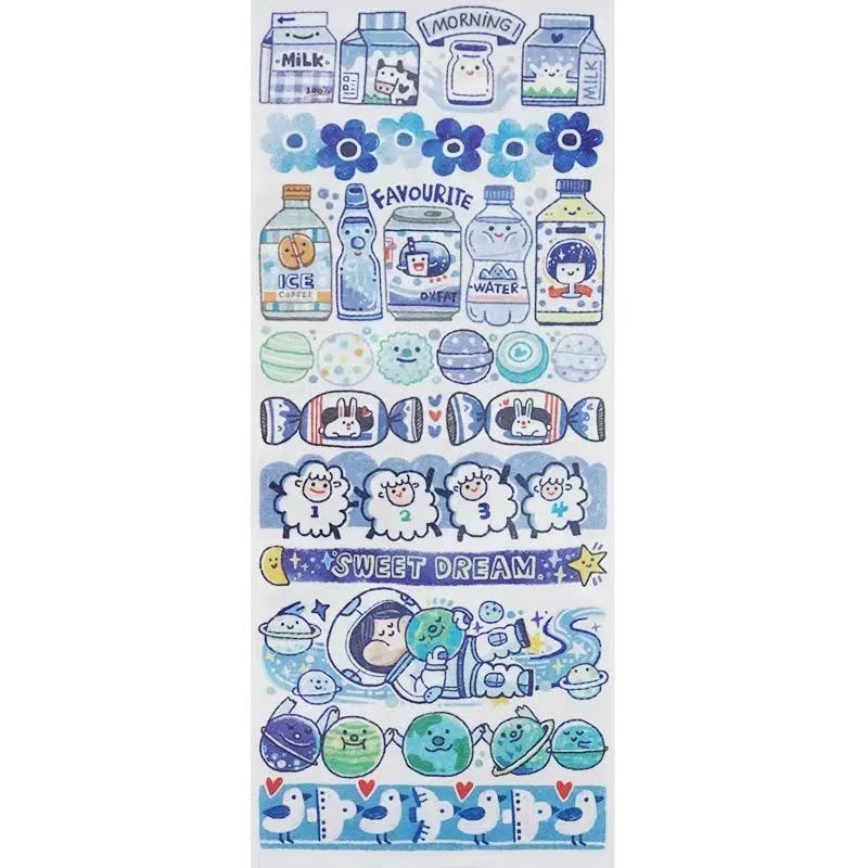 Cute cartoon character stickers for haemorrhoid tape packaging on Japanese paper