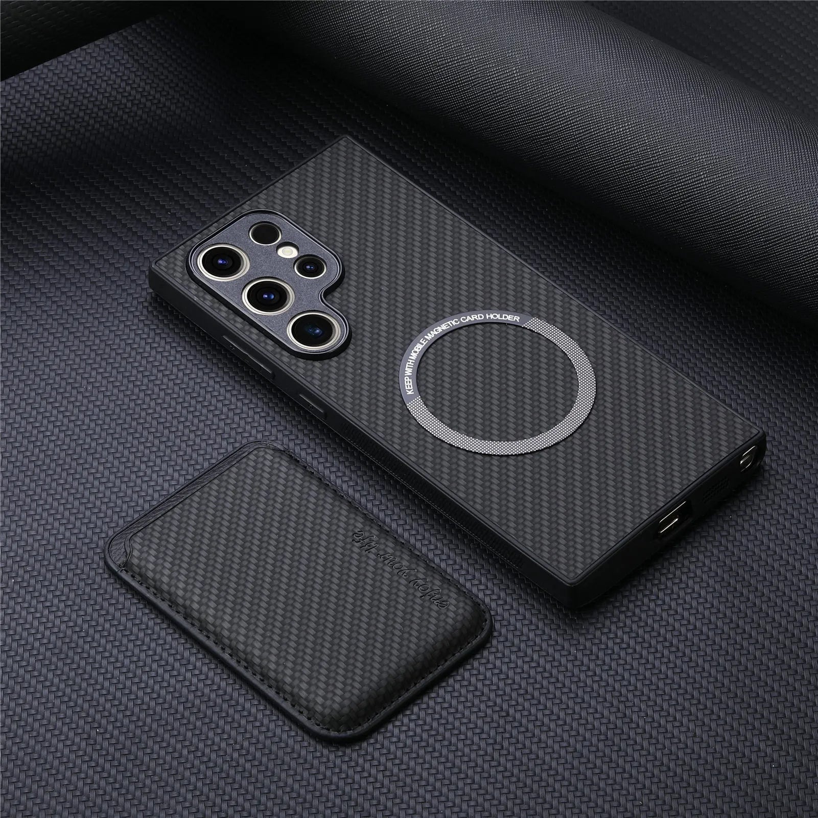 Two-in-one Magsafe card holder leather phone case for Samsung in black and other colours