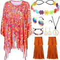 Tie dye cloak costume with colourful pattern and bell sleeves for Halloween parties