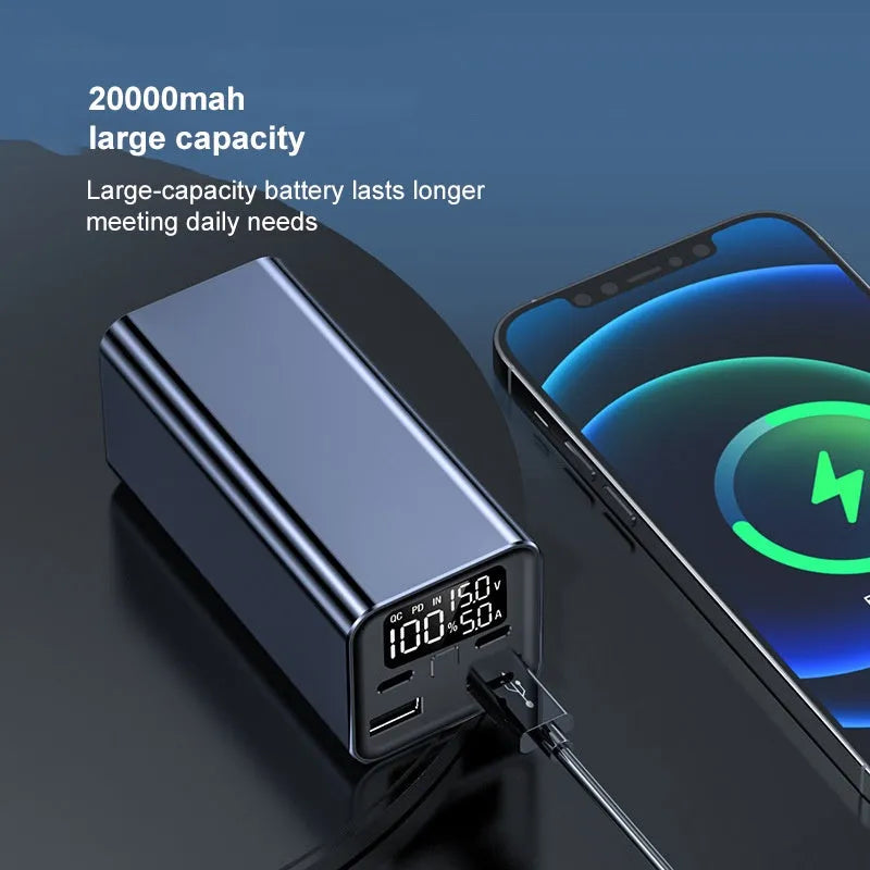 Black high-power 65W 20000mAh metal power bank for laptop charging
