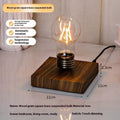 Suspension bulb creative night lamp with iron art construction on black wood grain base