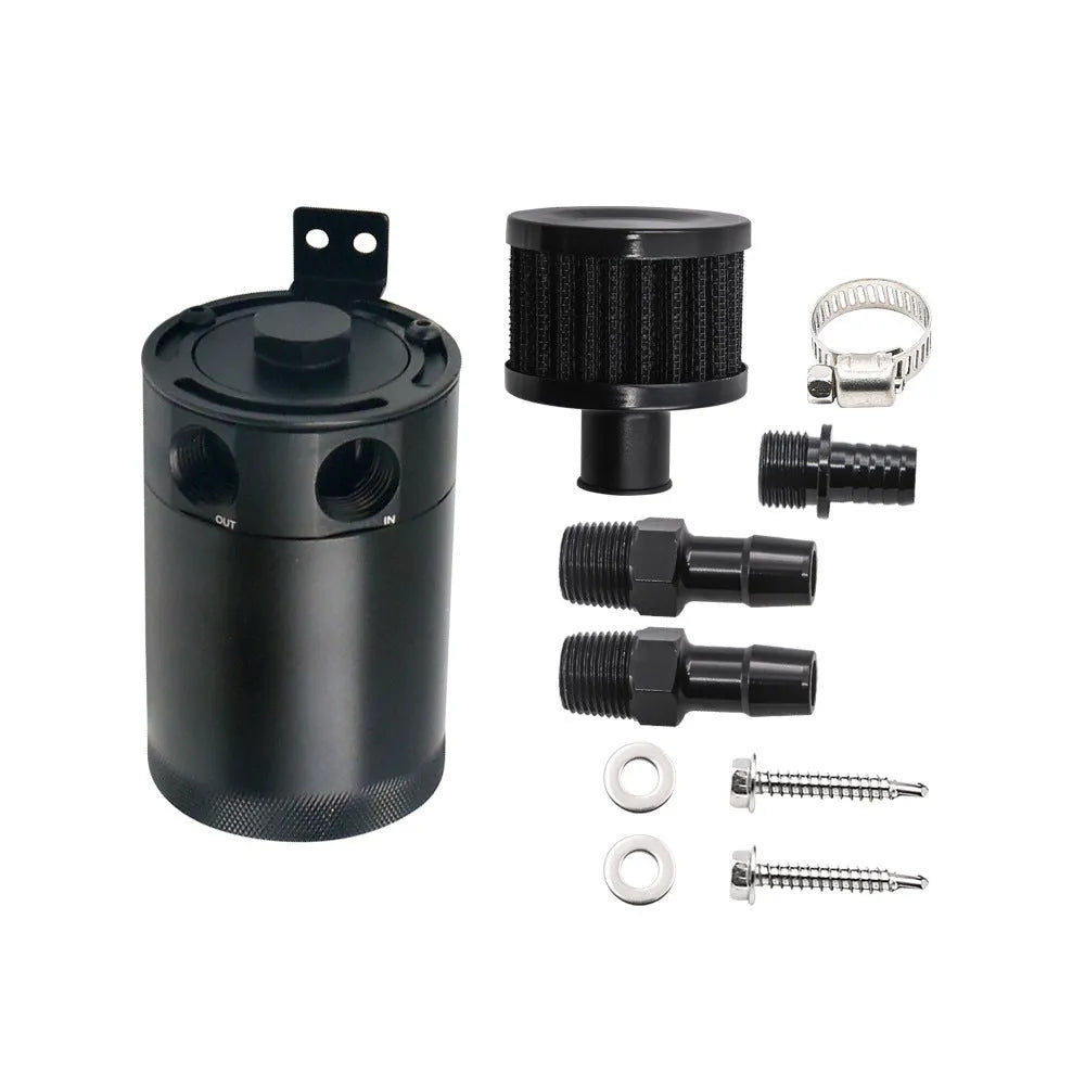 Aluminium automotive oil pot with oil-free valve and two-hole design