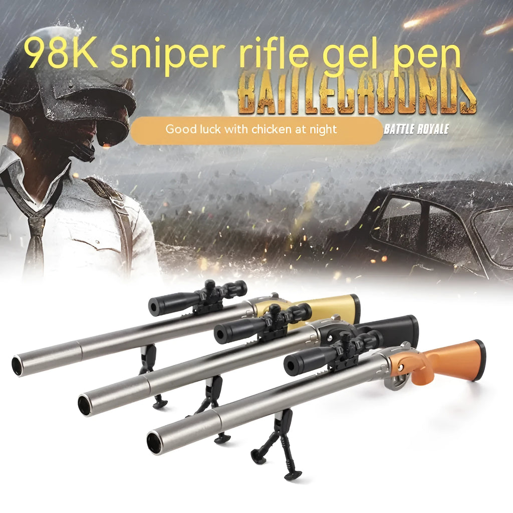 98K Sniper Rifle Marvel gel pen with 0.5mm point and black or blue ink options