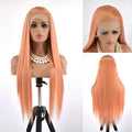 Hand crocheting lace front long straight wig 24 inch natural style matte high temperature fibre