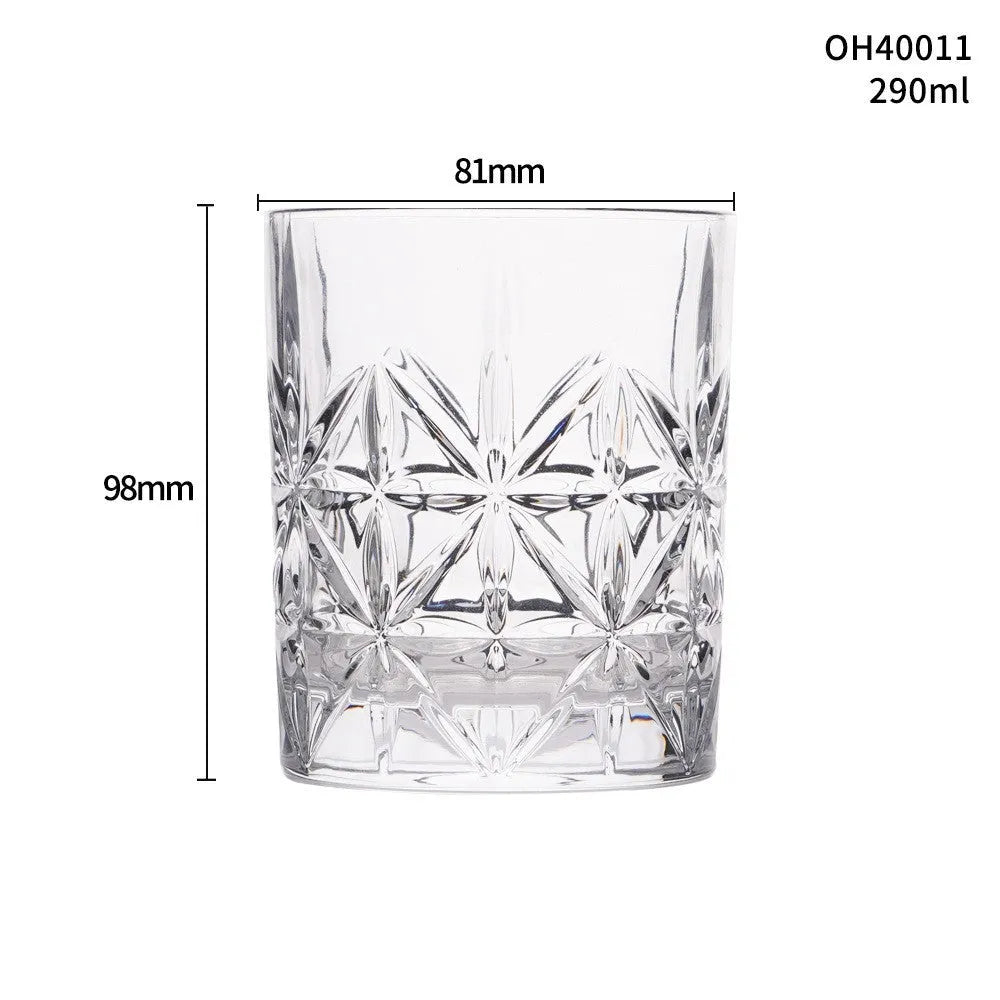 Thick bottom whiskey shot glass with crystal clear glass and 30cl capacity