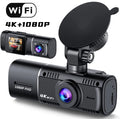 Black dash cam with 1.5-inch screen for car front and rear recording with parking surveillance