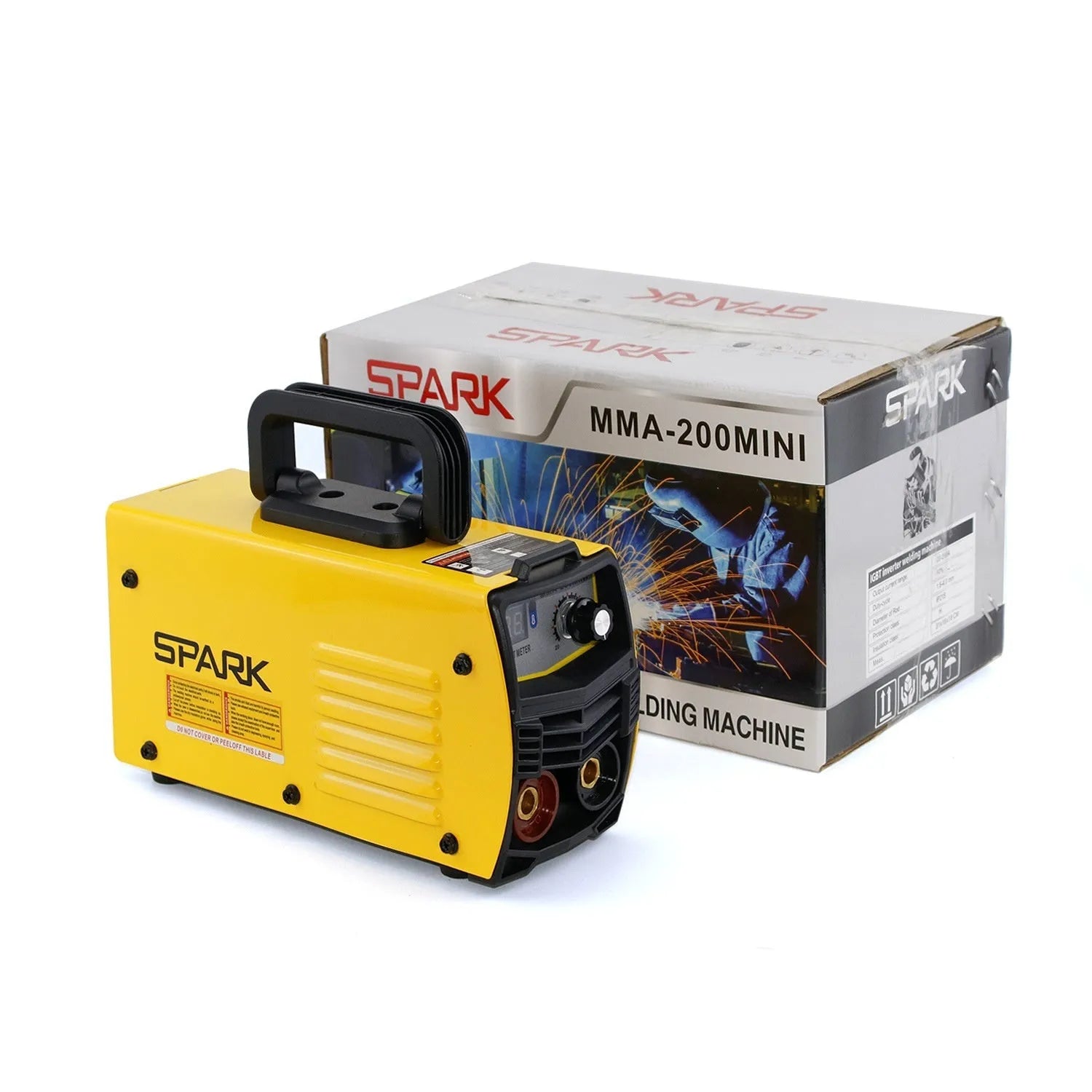 MMA-200MIN 220V DC inverter welding machine with welding tongs, grounding clamps, face shield and brush hangers