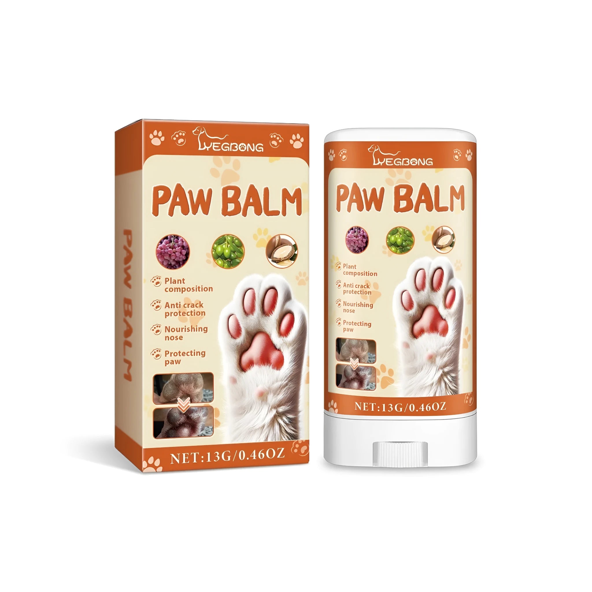 13g jar of pet anti-cracking paw protection cream for dogs and cats with 3.8cm height