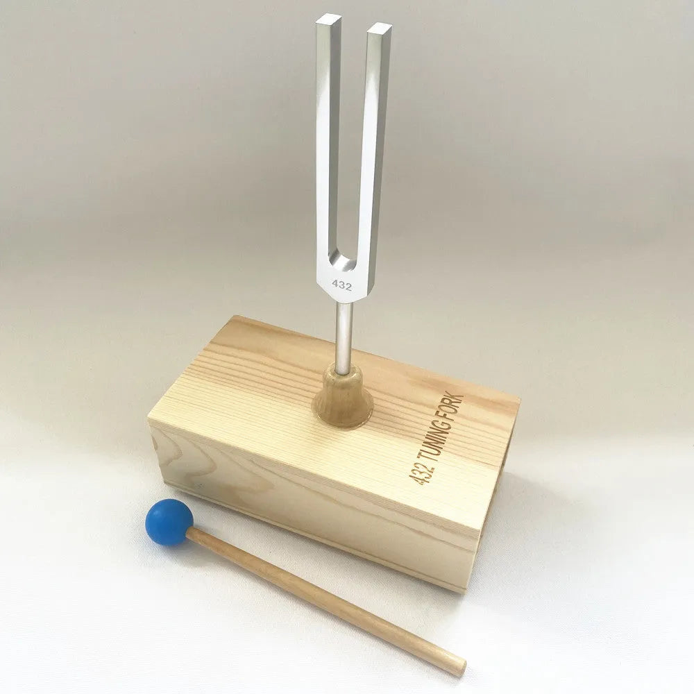 Aluminium alloy 432Hz tuning fork with speaker set in kraft paper box
