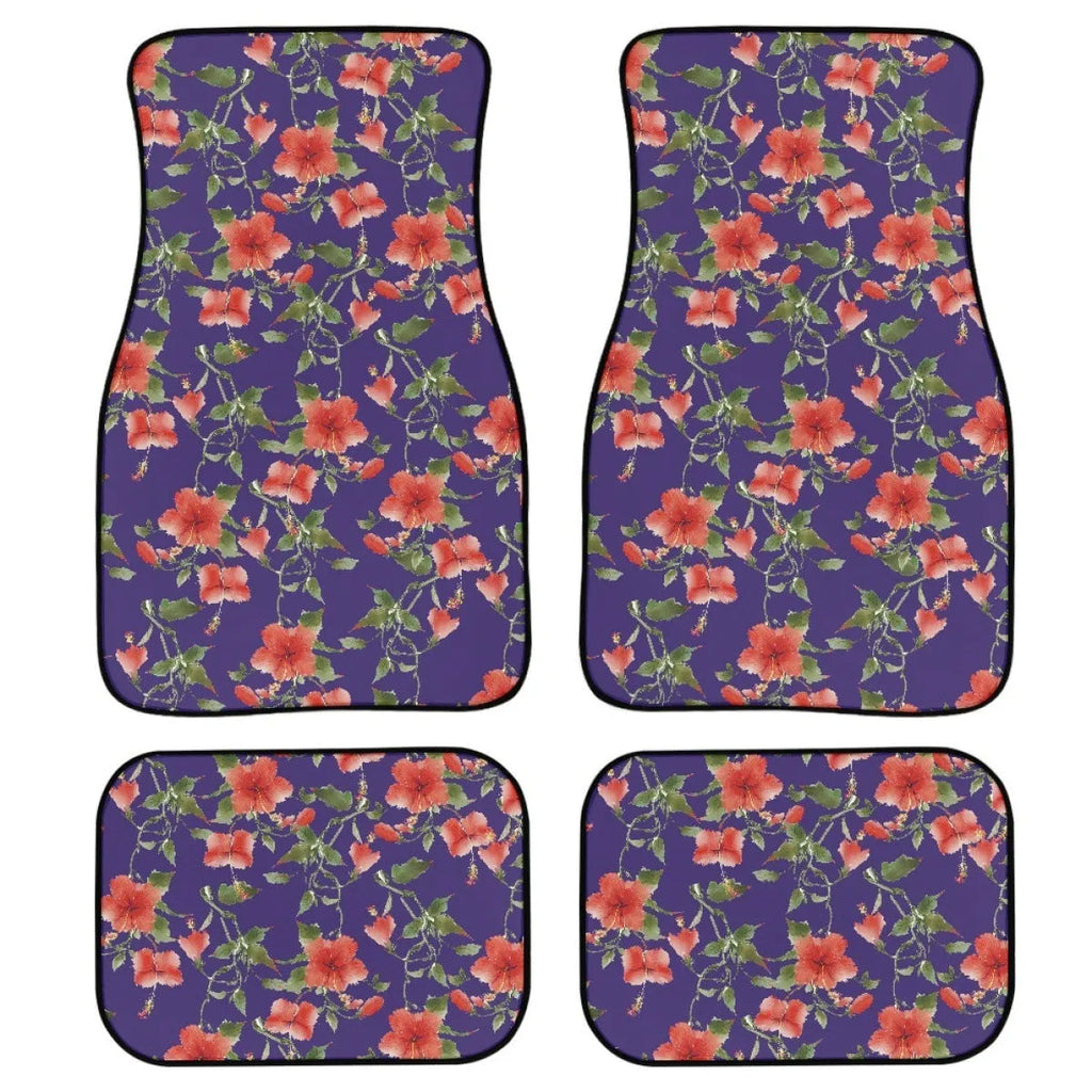 Black printed rubber car foot mat four-piece set showing 20mm thickness
