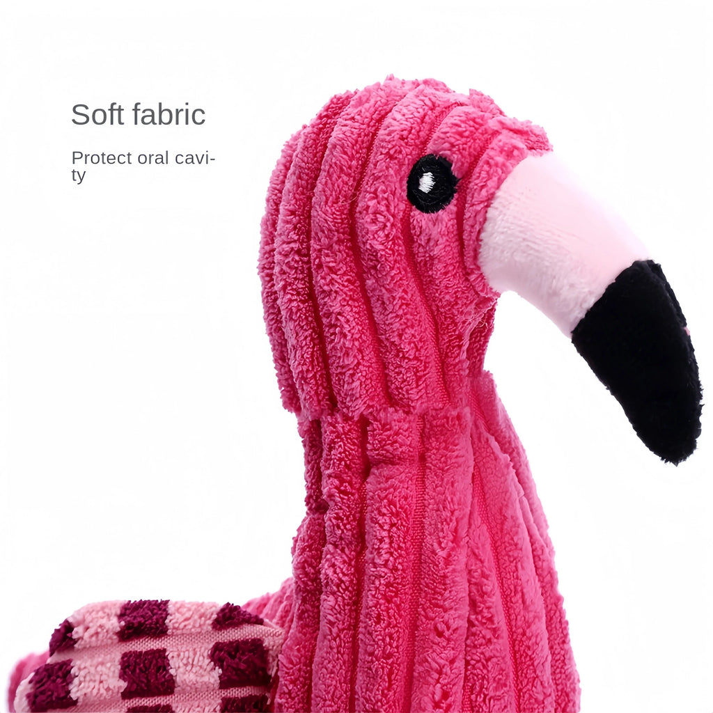 Colourful animal-shaped corduroy squeaky dog toy with reinforced stitching