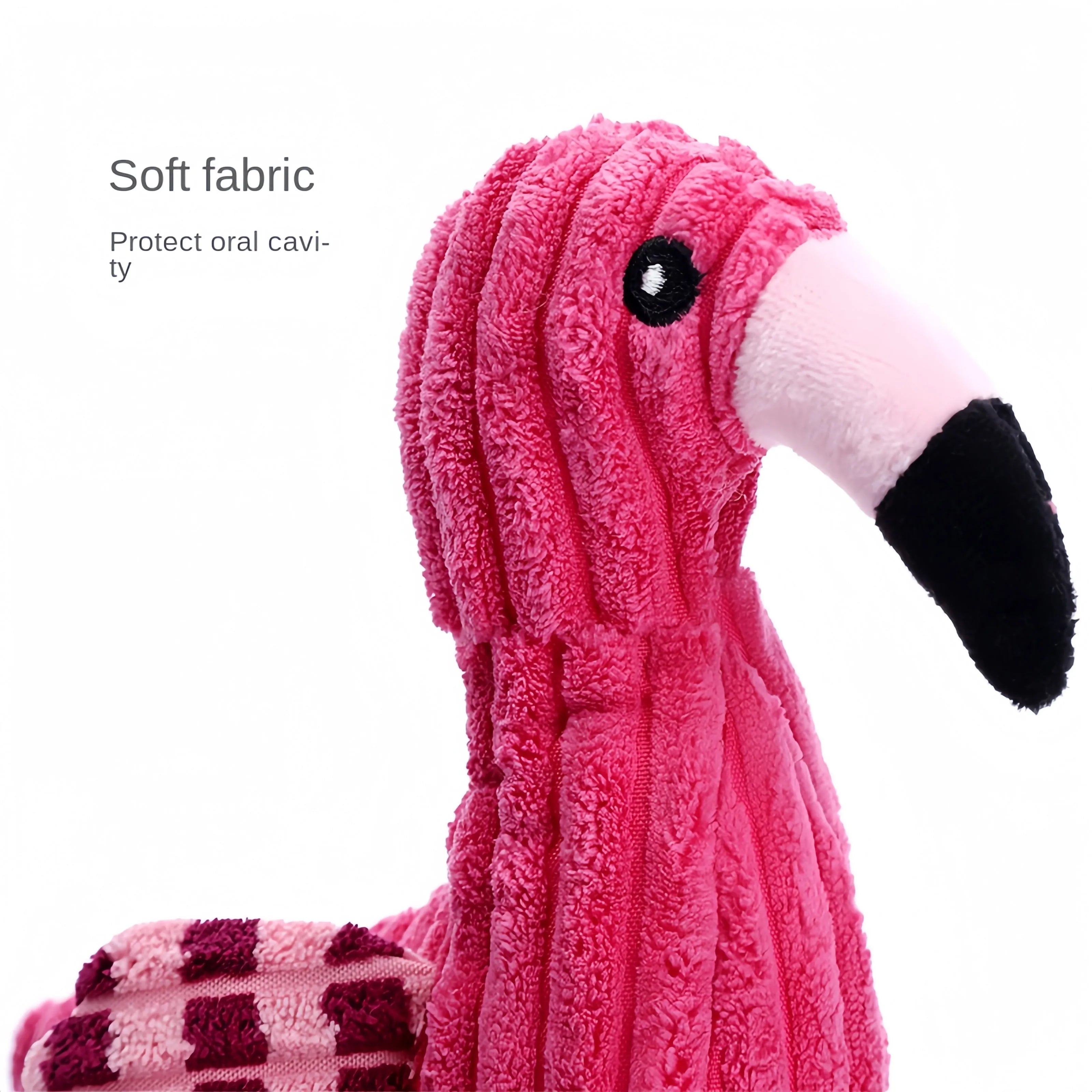 Colourful animal-shaped corduroy squeaky dog toy with reinforced stitching