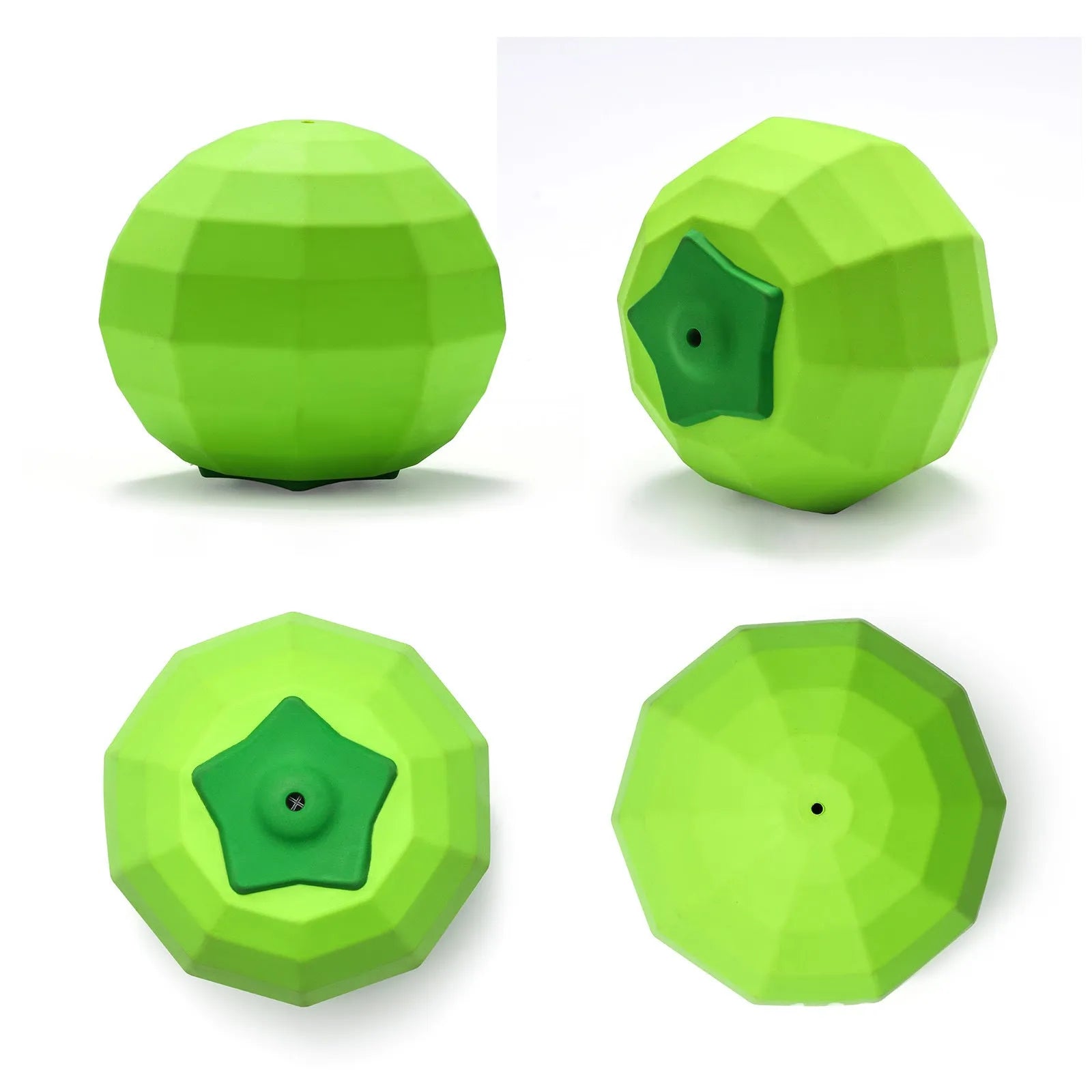 Green natural rubber dog ball chew toy with squeaker for medium and large breed aggressive chewers