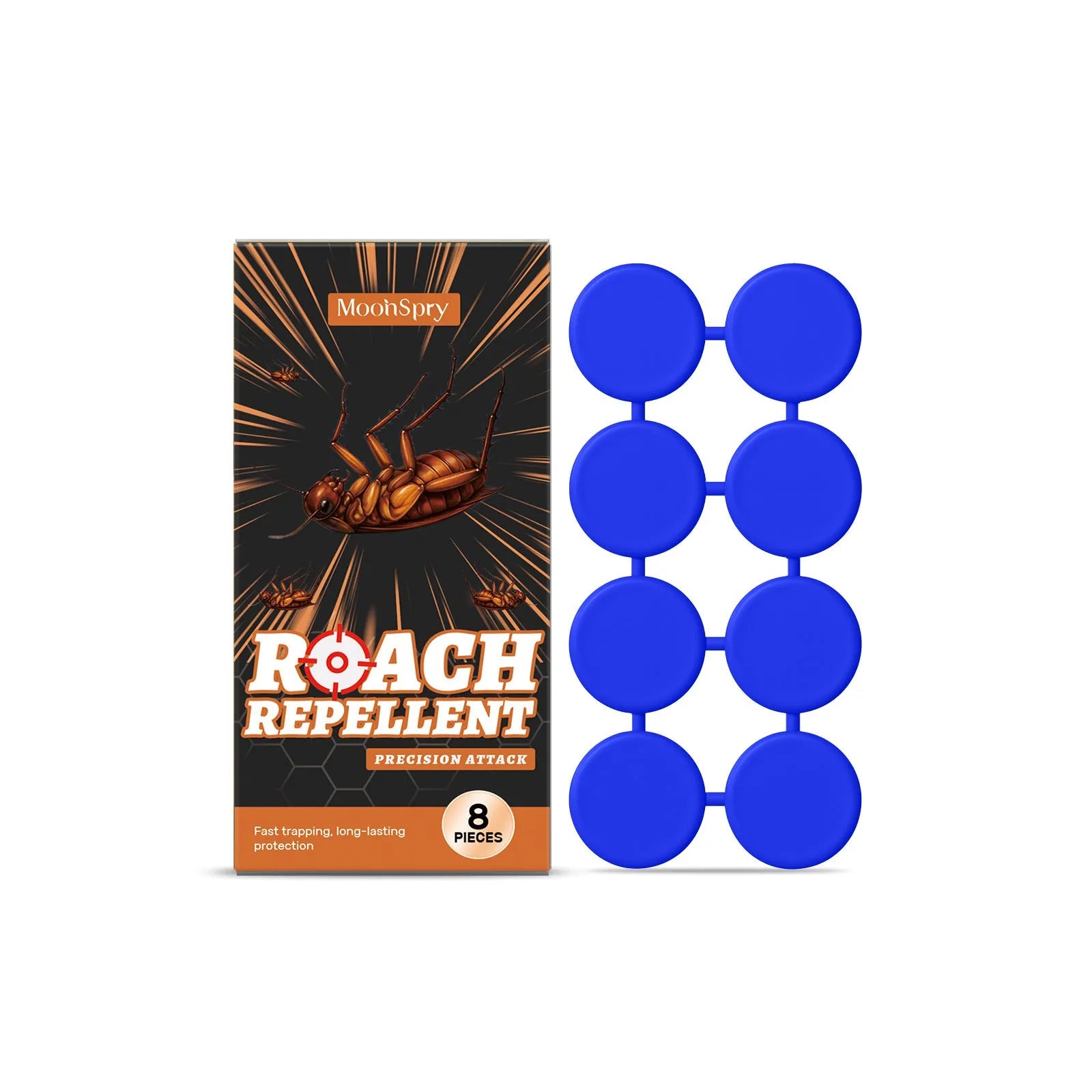 Cockroach killer bait sticker and glue trap kit with 8 units of each for indoor kitchen use
