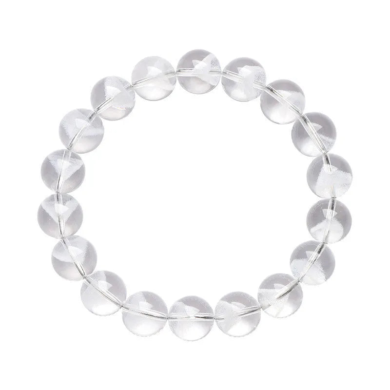 Original white crystal pyramid bead bracelet for women with a silver Ruyi charm, shown in multiple size options.
