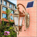 European-style black or bronze outdoor wall lamp with IP54 waterproof rating and solar remote control for courtyard lighting, 51x34x29cm dimensions