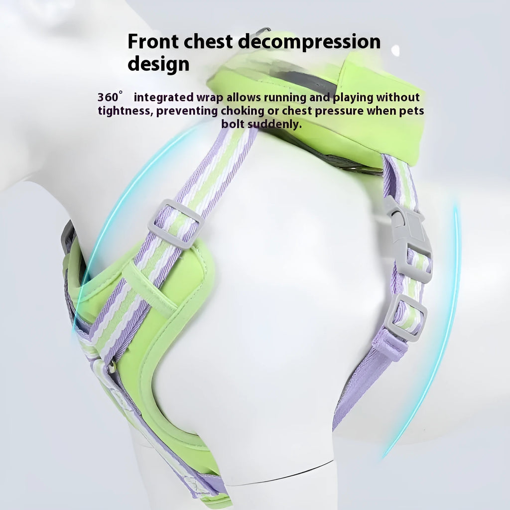 Explosion-proof anti-strangulation pet harness for dogs with chest design and 1.5 metre holding rope