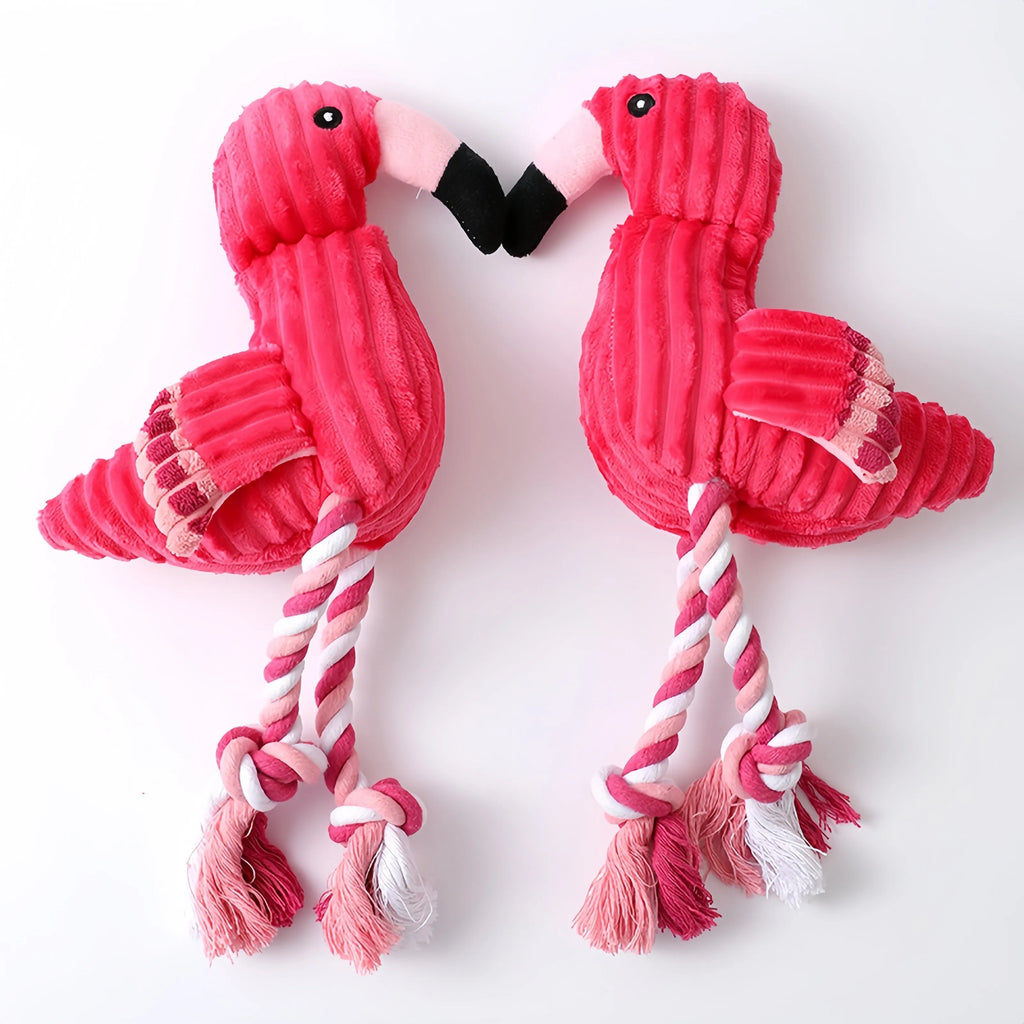 Colourful animal-shaped corduroy squeaky dog toy with reinforced stitching