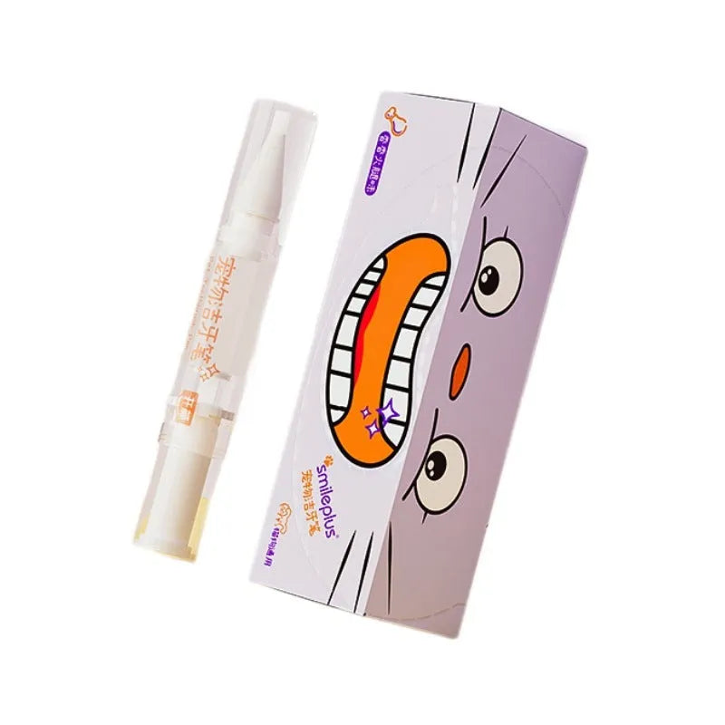 White pet teeth cleaning pen with 5ml gel for dogs and cats