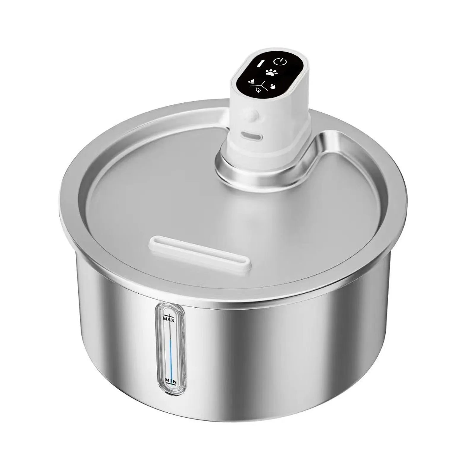 Stainless steel pet water fountain with constant temperature heating base in black colour