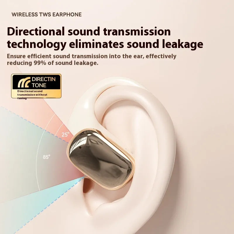 Ear-mounted headphones with digital display screen in skin colour, black, or white options
