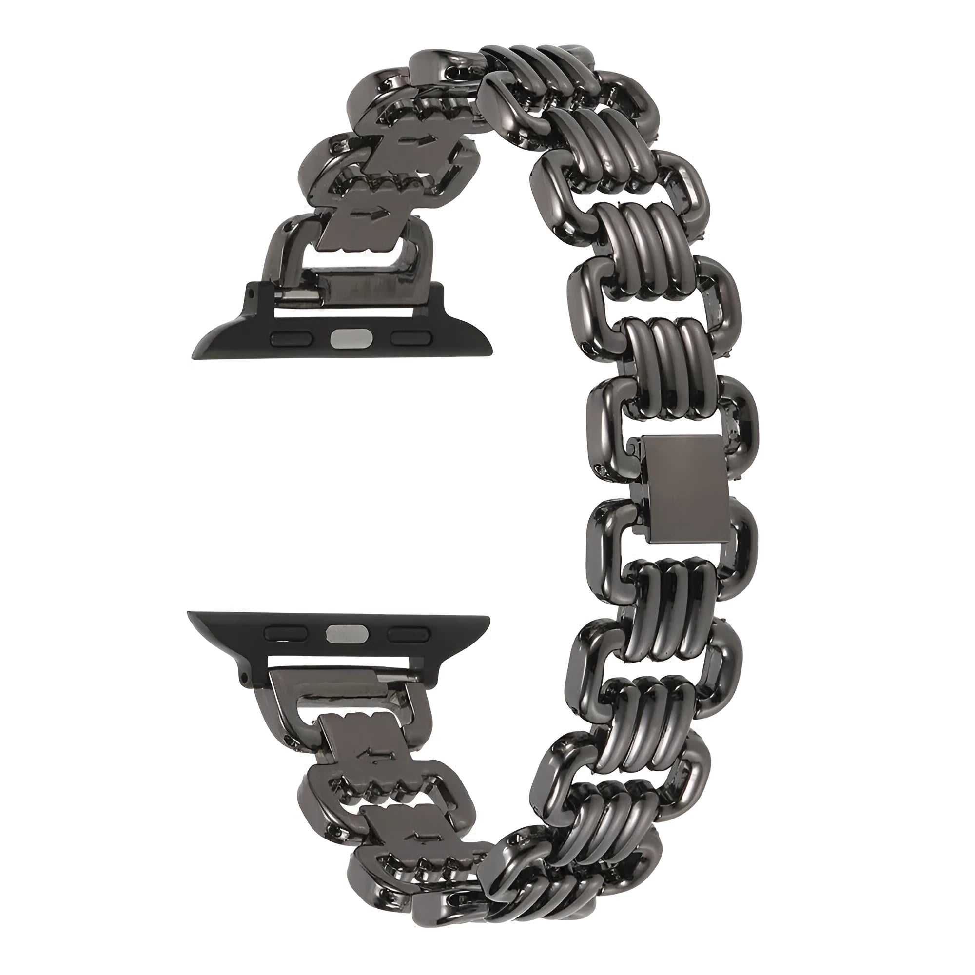 Alloy metal Apple Watch replacement bracelet in silver, black, gold, rose gold and Starlight colours.