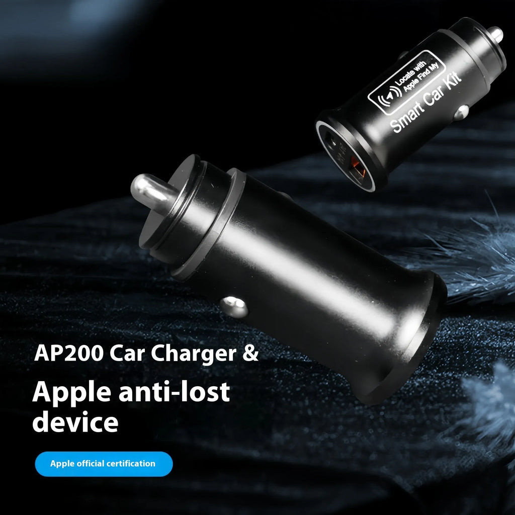 Matte black car GPS locator device with charging connector for vehicle tracking