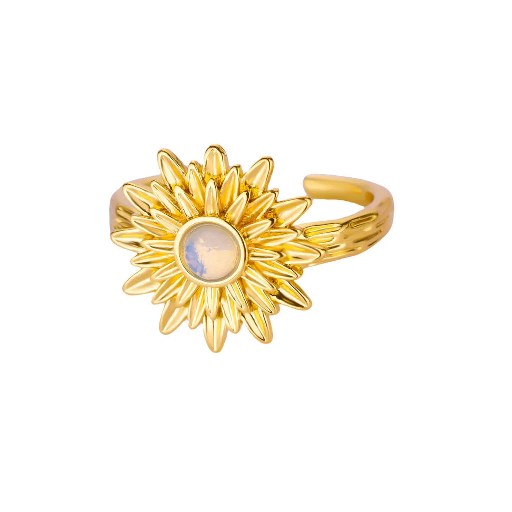 Ice blue oil drop butterfly open ring in copper with electroplated finish