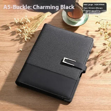 A5 notebook with soft PU leather cover and wood-free paper pages in multiple colour options