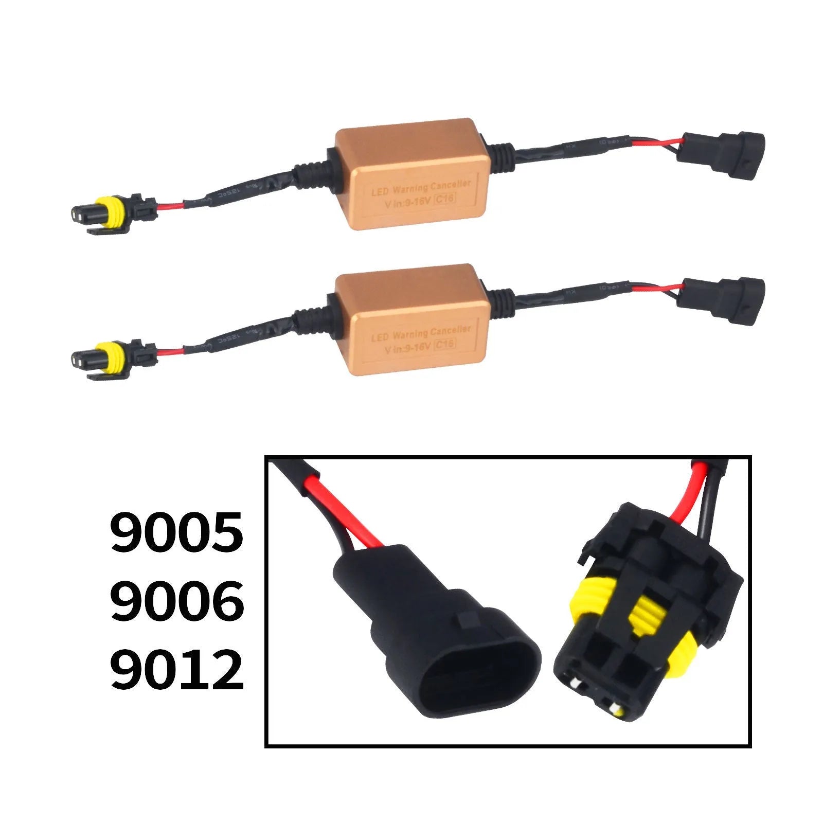 Black alloy LED car headlight Canbus decoder adapter for H4 H7 H11 anti-flicker installation.