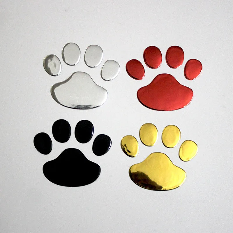 Hand-shaped brush design PVC car sticker with dog footprint pattern, shown in silver colour.