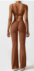 Womens tight yoga bodysuit with seamless hollow design and built-in chest pad in polyester milk silk fabric