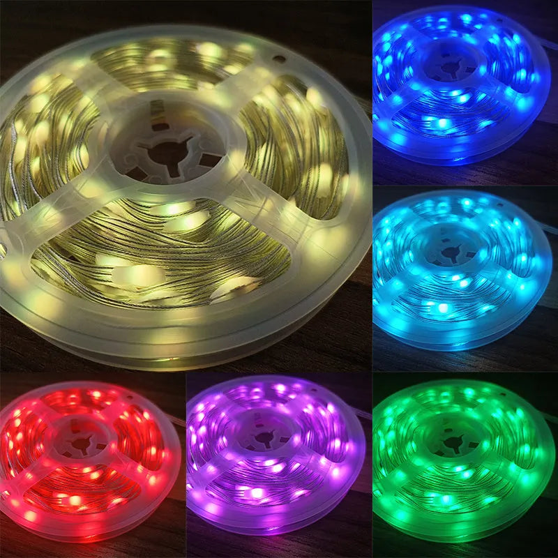 10 metre LED light string with 100 multi-colour lights in party decoration setting