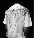 Man's dark style loose fit pure cotton short-sleeved t-shirt with gilding craft detail