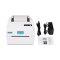 White Bluetooth thermal label printer with USB connection for shipping labels