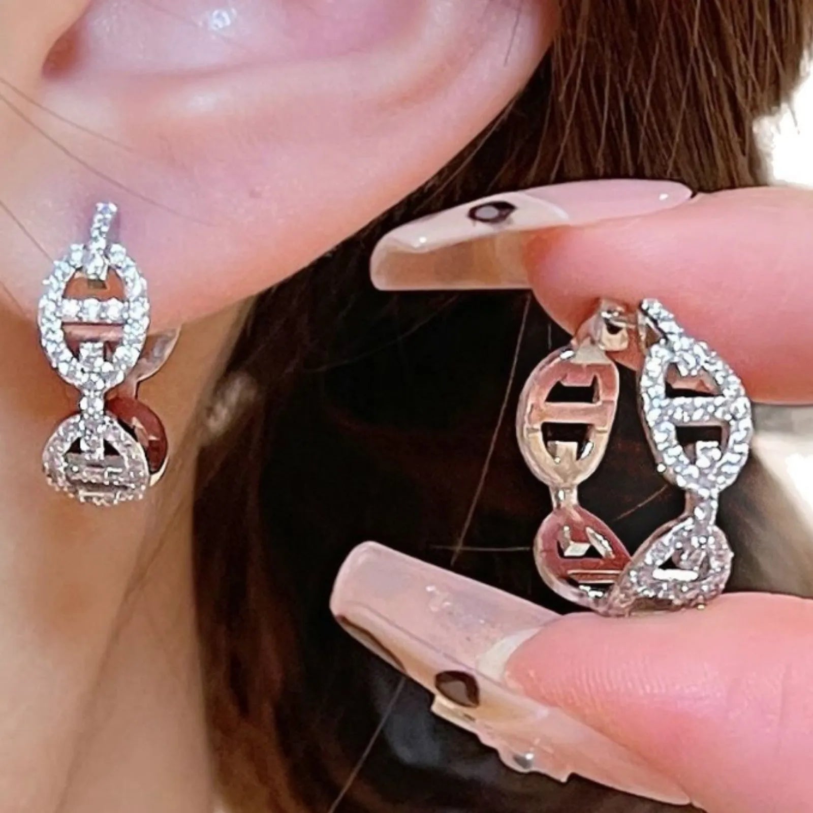 Ladies casual copper earrings with electroplated silver, gold or rose gold finish and thick gold plating