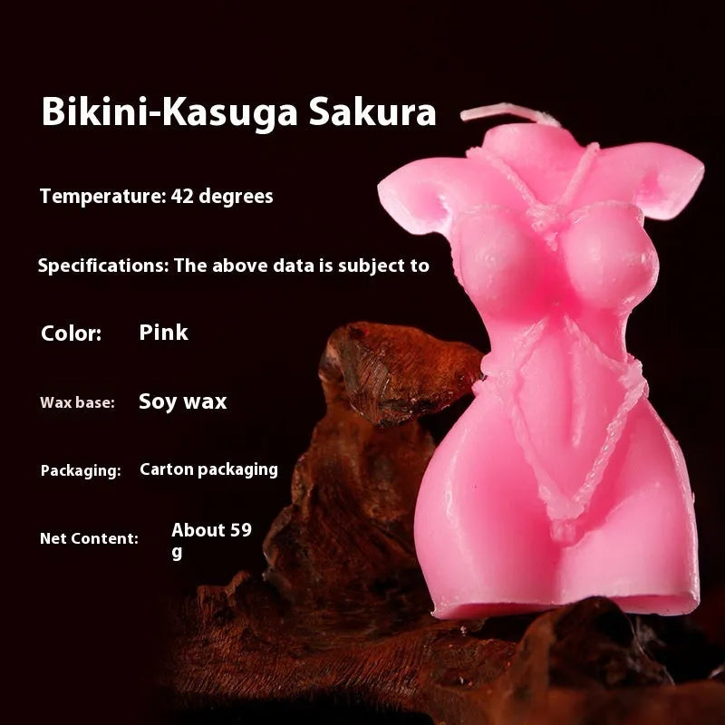 Low temperature sensual candle made from soy wax in rose red, spring pink, and lilac purple colours.