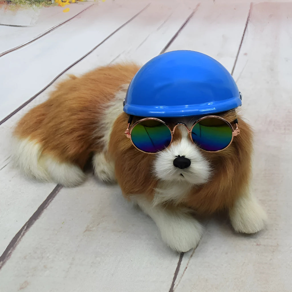 Plastic dog motorcycle helmet in solid colours with Japanese South Korean style design