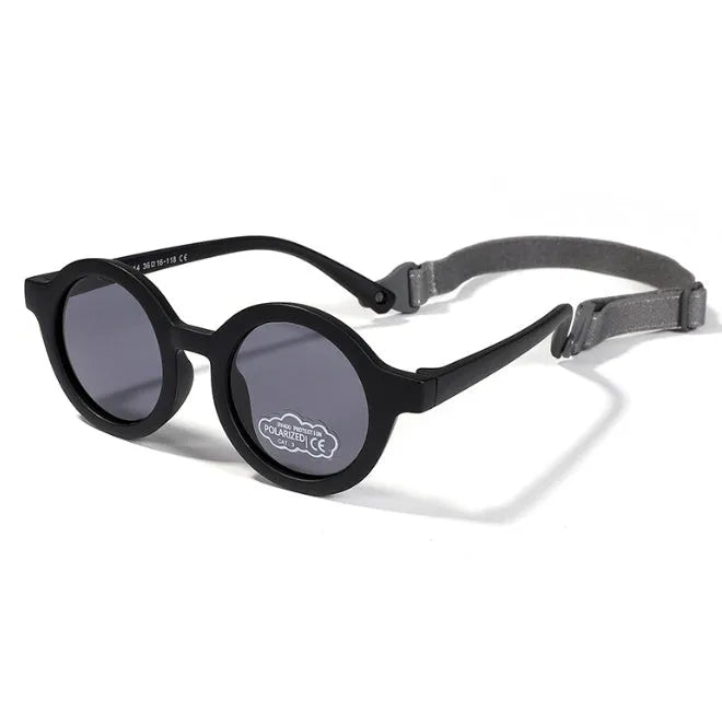 Children's silicone sunglasses for 0-3 year olds with round frames and UV400 protection