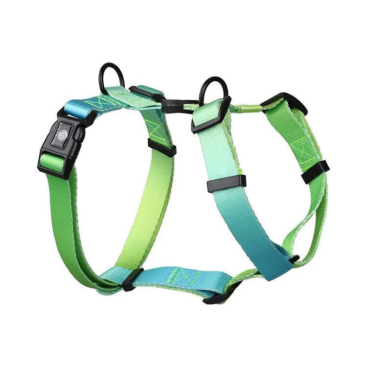 Gradient colour pet chest strap in polyester with S M L sizing options