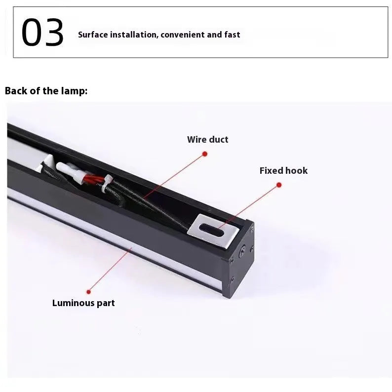 80cm black aluminium LED wall lamp with touch control for three light colours