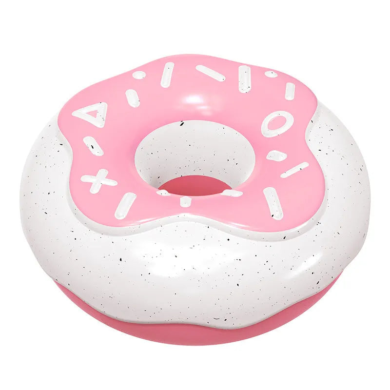 TPR donut dog chew toy in pink, chocolate or yellow colour with textured teeth cleaning surface